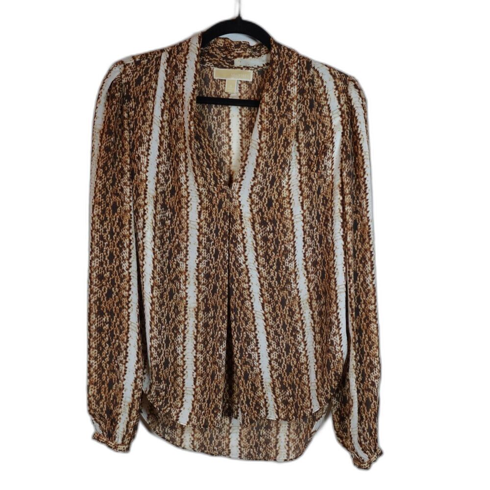 Michael Kors Womens Shirt Size S Animal Print Blouse Snakeskin Shirt